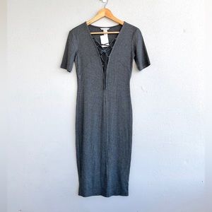 H&M | NWT Ribbed Lace-up Bodycon Dress